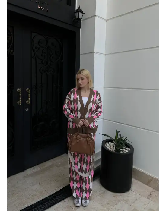 Montela Hırka/Pantolon İkili Kahve Triko Takım