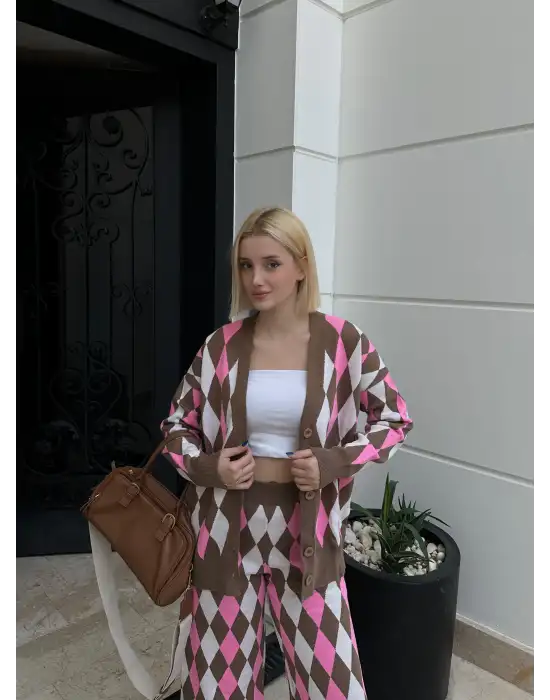 Montela Hırka/Pantolon İkili Kahve Triko Takım