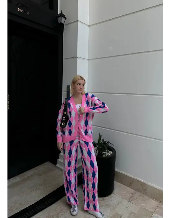 Montela Hırka/Pantolon İkili Pembe Triko Takım