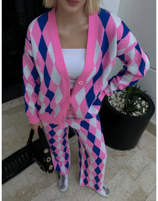 Montela Hırka/Pantolon İkili Pembe Triko Takım