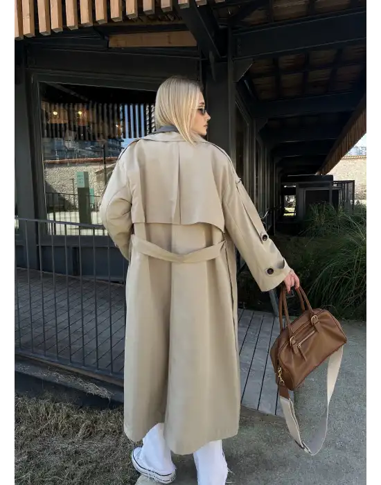 Mudo Taş Apolet Detay Premium Kalite Astarlı Trençkot