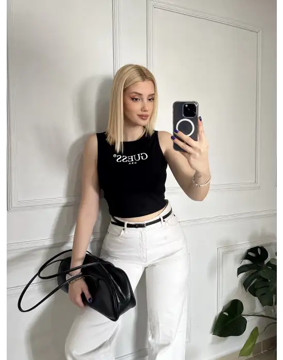 Orijinal Marka %100 Pamuk Halter Yaka Crop