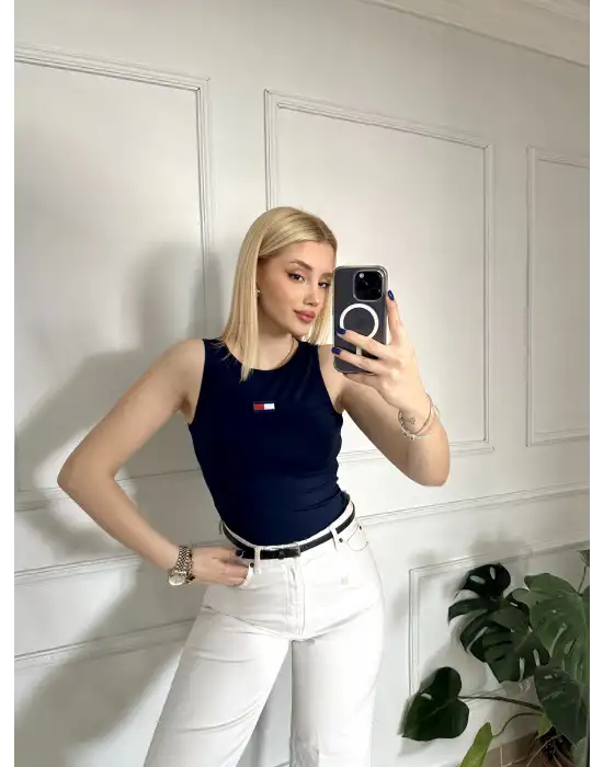 Orijinal Marka %100 Pamuk Halter Yaka Crop