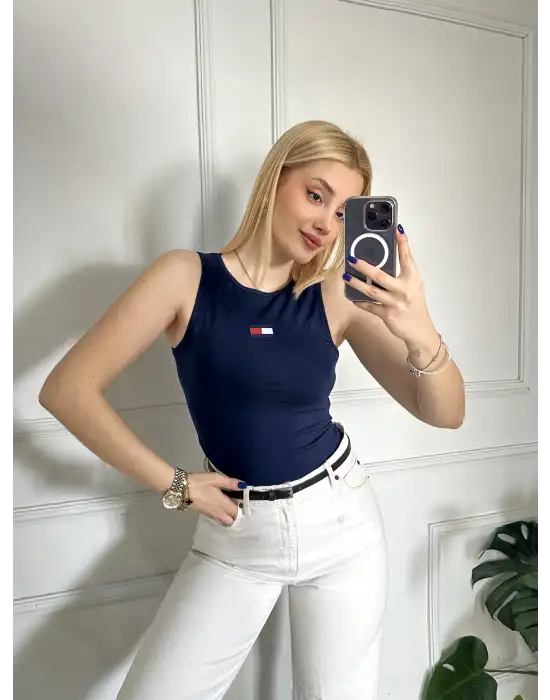 Orijinal Marka %100 Pamuk Halter Yaka Crop