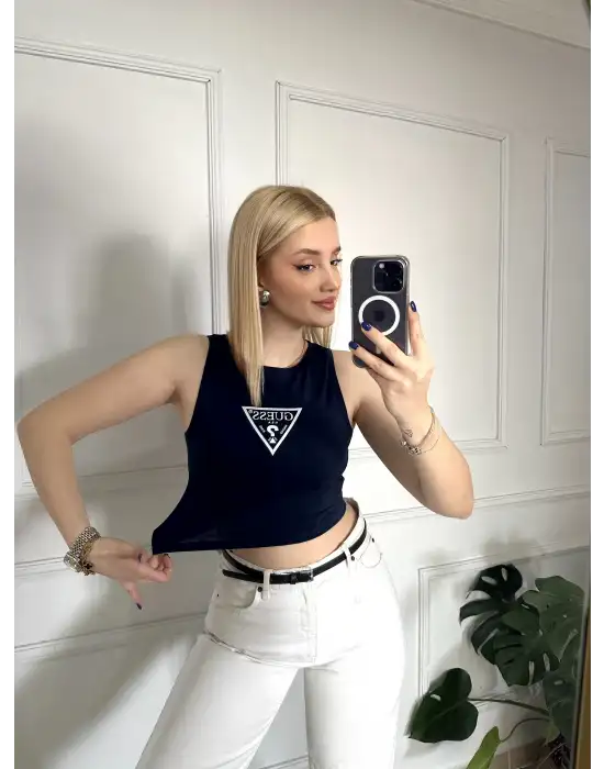 Orijinal Marka %100 Pamuk Halter Yaka Crop