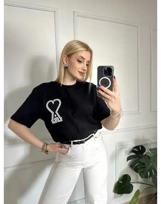 Orijinal Marka Oversize Nakışlı Tshirt