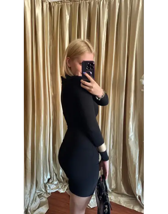 Polo Yaka Drapeli Elbise