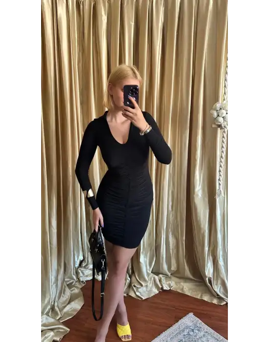 Polo Yaka Drapeli Elbise