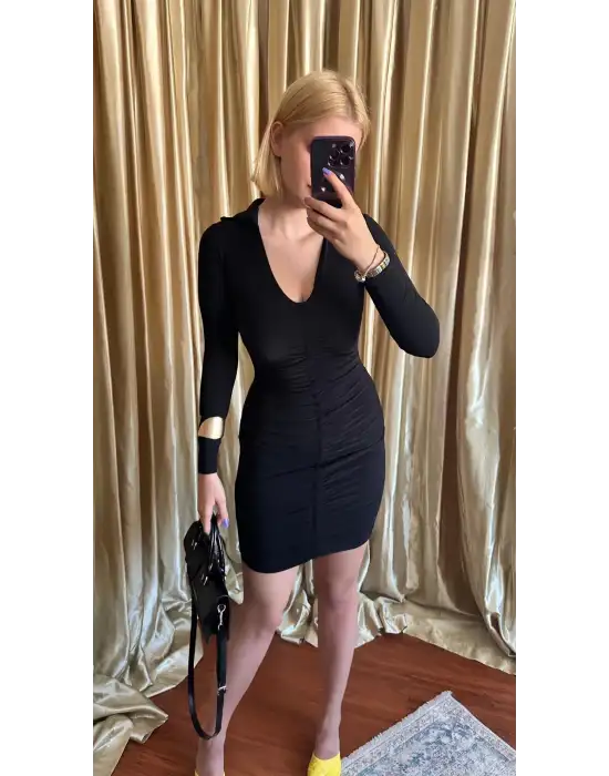 Polo Yaka Drapeli Elbise