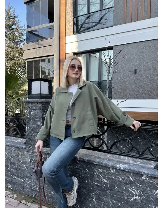 Ramel Yarasa Kol Kısa Trençkot