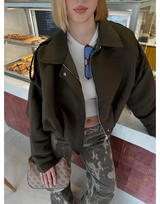 Rodney Haki Apoletli Süet Ceket