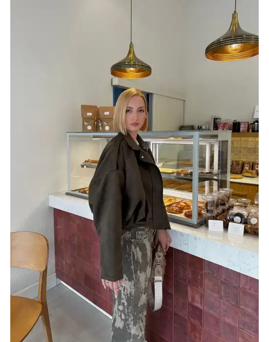 Rodney Haki Apoletli Süet Ceket