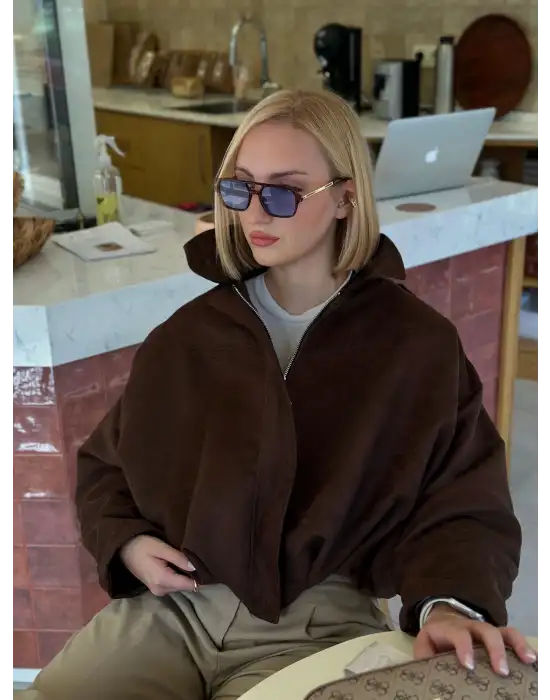 Rodney Kahve Apoletli Süet Ceket