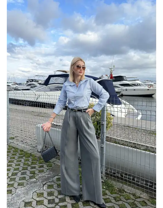 Sashi Füme Geniş Paça Palazzo Pantolon