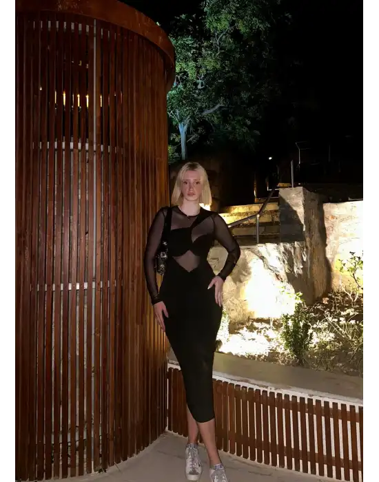 Swan Tül Göğüs Dekolte Elbise