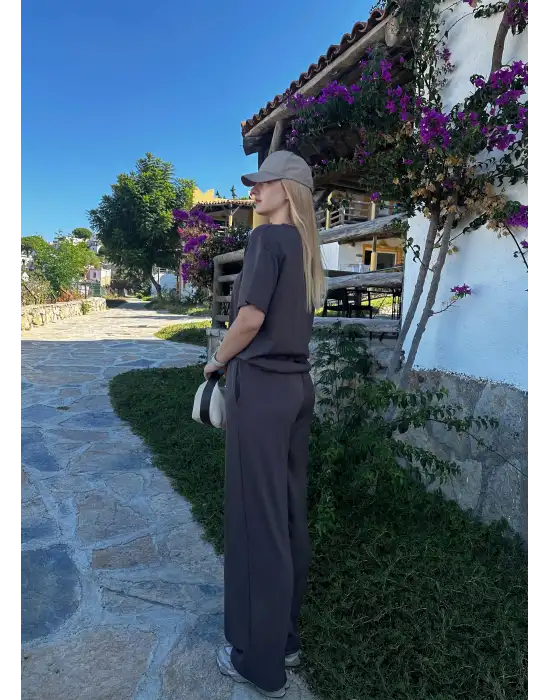 Urban Kahve Esnek Yumuşacık Modal Kumaş İkili Alt/Üst Takım