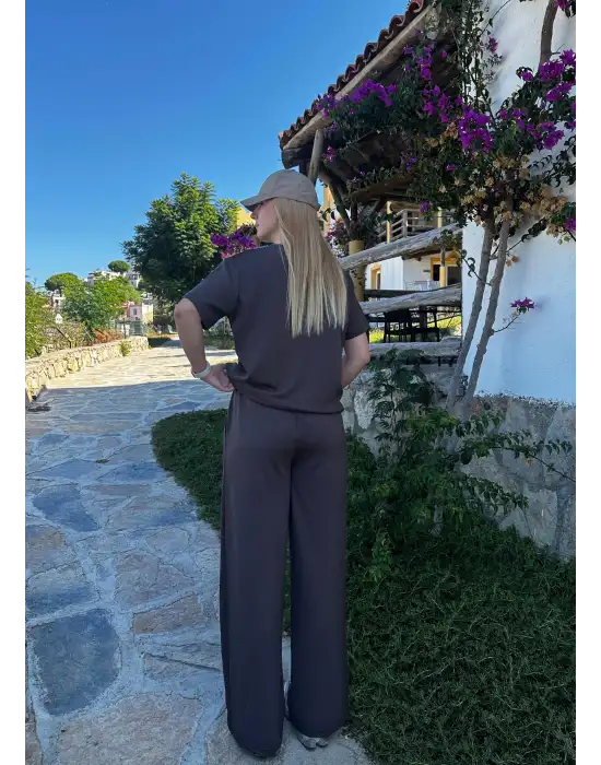 Urban Kahve Esnek Yumuşacık Modal Kumaş İkili Alt/Üst Takım