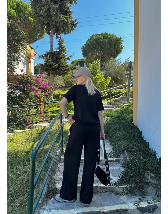 Urban Siyah Esnek Yumuşacık Modal Kumaş İkili Alt/Üst Takım