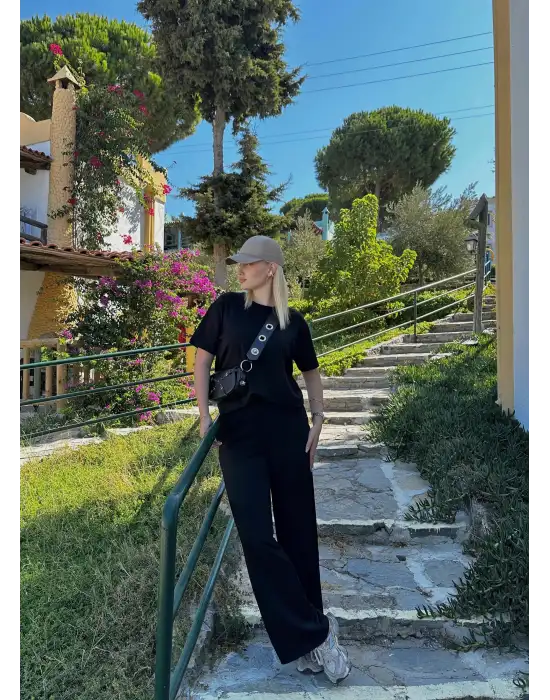 Urban Siyah Esnek Yumuşacık Modal Kumaş İkili Alt/Üst Takım