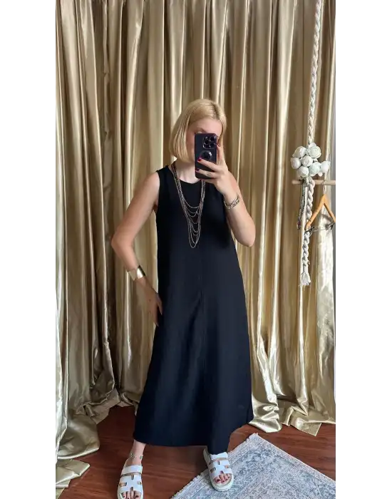 Viria Keten Bisiklet Yaka Elbise