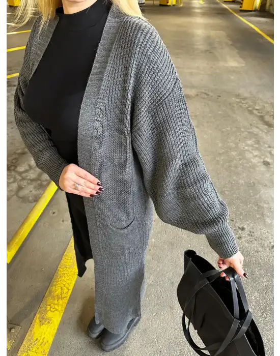 Vox Füme Balon Kol Maxi Boy Triko Hırka