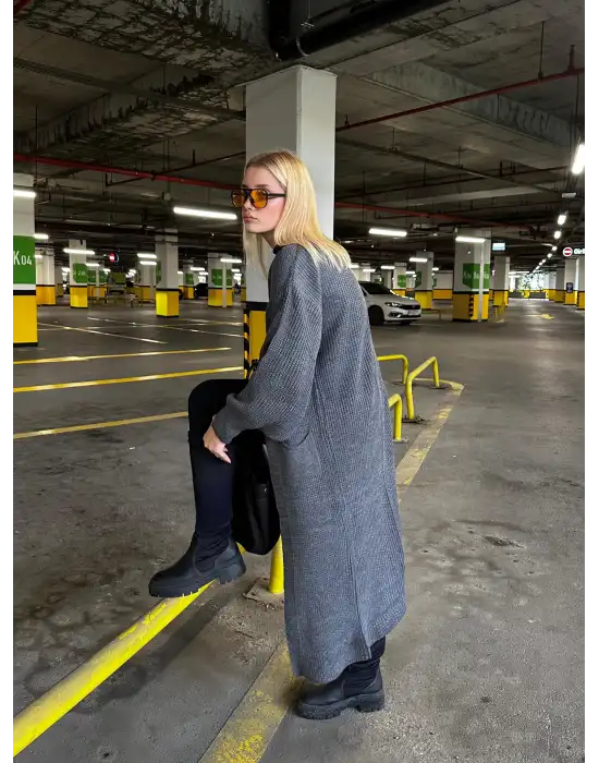 Vox Füme Balon Kol Maxi Boy Triko Hırka