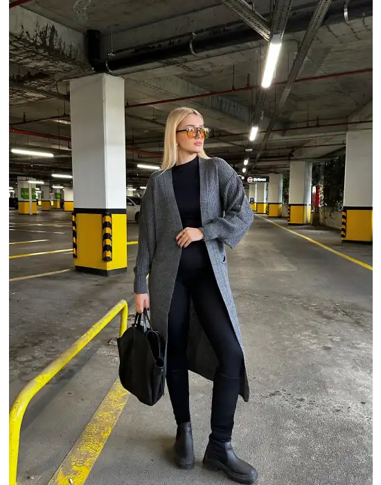 Vox Füme Balon Kol Maxi Boy Triko Hırka