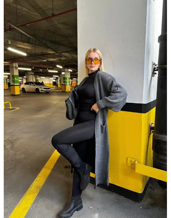 Vox Füme Balon Kol Maxi Boy Triko Hırka