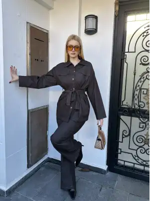 Kahve Denim İkili Takım