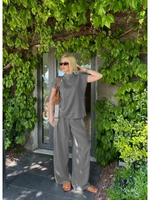 Boherna Gri Keten İkili Takım