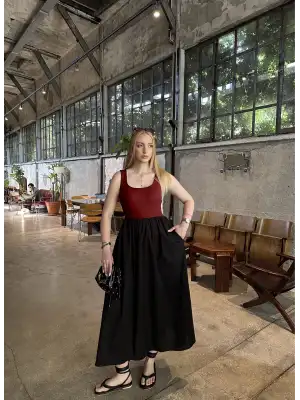 Lorane Üst Modal Alt Poplin Prenses Elbise