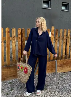 Avenza Lacivert Düğmeli İkili Takım