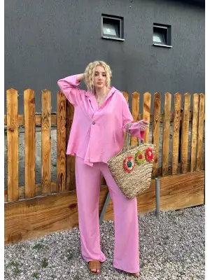 Avenza Pembe Düğmeli İkili Takım