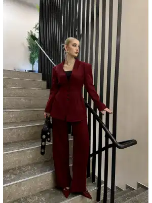 Davina Bordo Bel Korseli Vatkalı Blazer Ceket