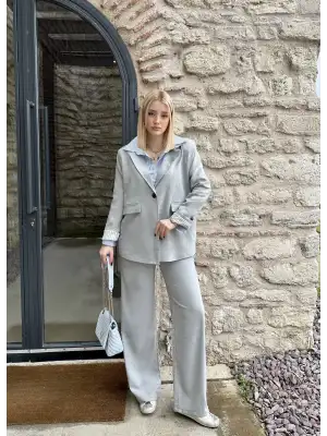 Maggie Gri Blazer Ceket/Pantolon Takım