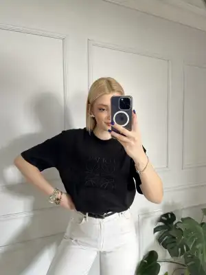 Nakışlı Oversize %100 Pamuk Orijinal Marka Tshirt