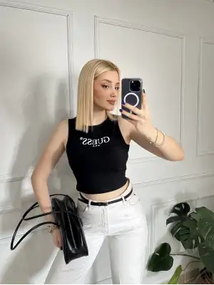 Orijinal Marka %100 Pamuk Halter Yaka Crop