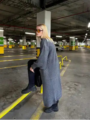 Vox Füme Balon Kol Maxi Boy Triko Hırka