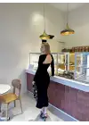 Sırt Dekolteli Korse Astarlı Siyah Elbise