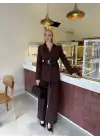 Bel Kemer Detay Acı Kahve Ceket Takım