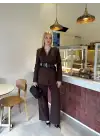 Bel Kemer Detay Acı Kahve Ceket Takım