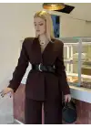 Bel Kemer Detay Acı Kahve Ceket Takım