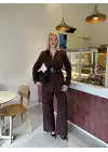 Bel Kemer Detay Acı Kahve Ceket Takım