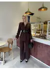 Bel Kemer Detay Acı Kahve Ceket Takım