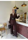 Bel Kemer Detay Acı Kahve Ceket Takım