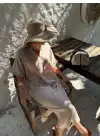 Bohem Taş Keten Polo Yaka Elbise