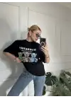 Burbe Siyah Ayıcık Baskılı %100 Pamuk Orijinal Marka Etiketli Oversize Tshirt