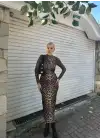 Era Drapeli Midi Boy Leopar Elbise