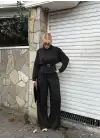 Eva Siyah Bel Kemerli İkili Modal Takım
