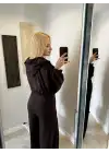 Kahve Hırka/Pantolon/Crop Üçlü Takım